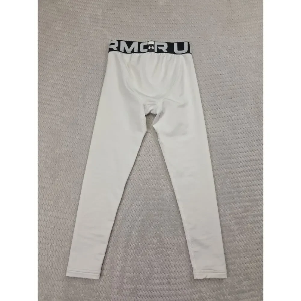 Under Armour Leggings Boys Youth XS White Fitted Active Sports